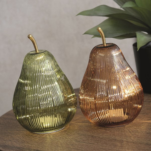 LED Amber Ribbed Decorative Glass Pear