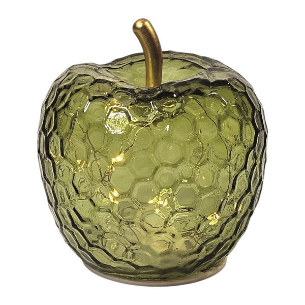 LED Green Decorative Glass Apple - Small