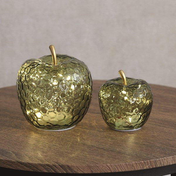 LED Green Decorative Glass Apple - Small