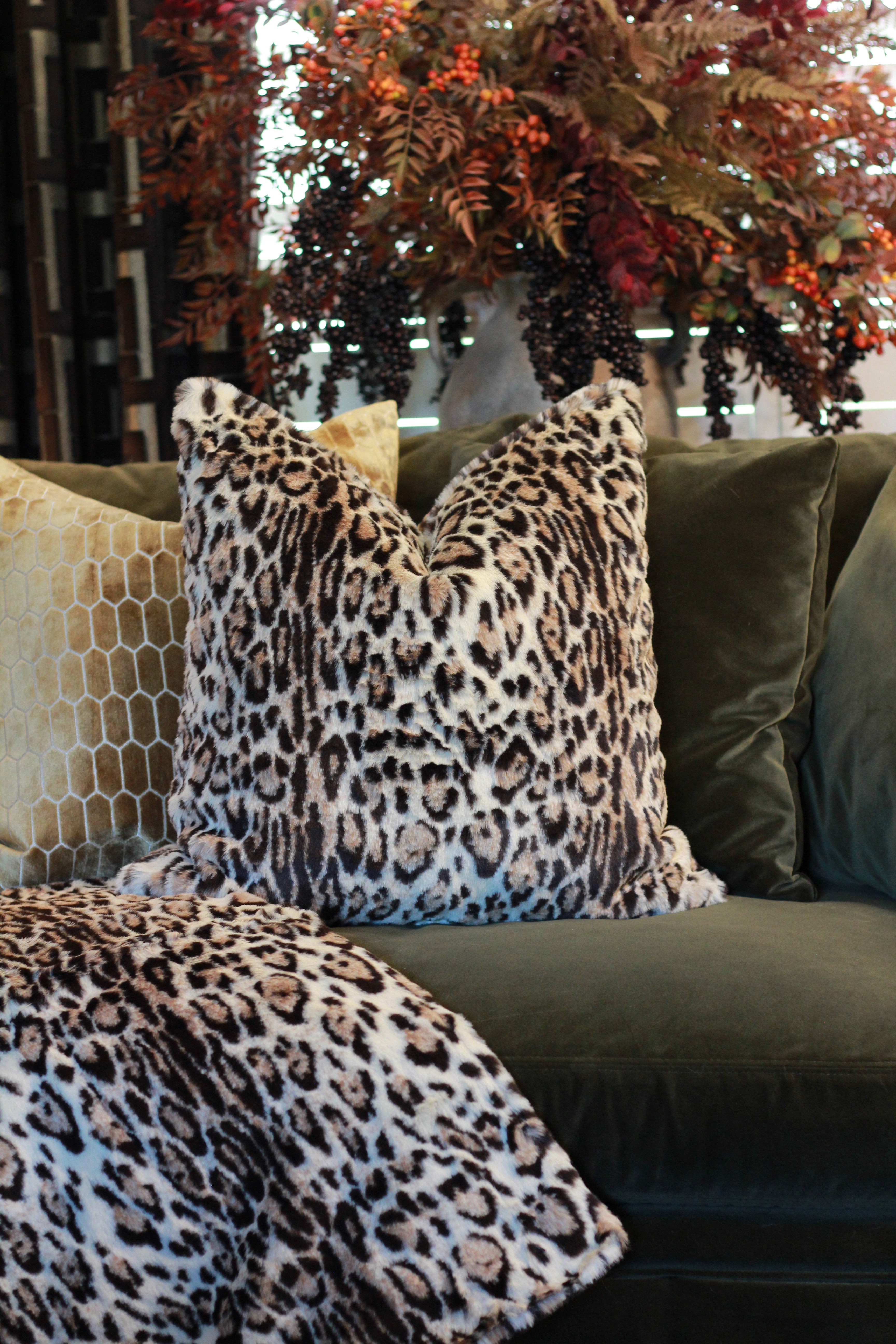 Eartha Leopard Print Faux Fur Cushion – Leya Buster Interiors