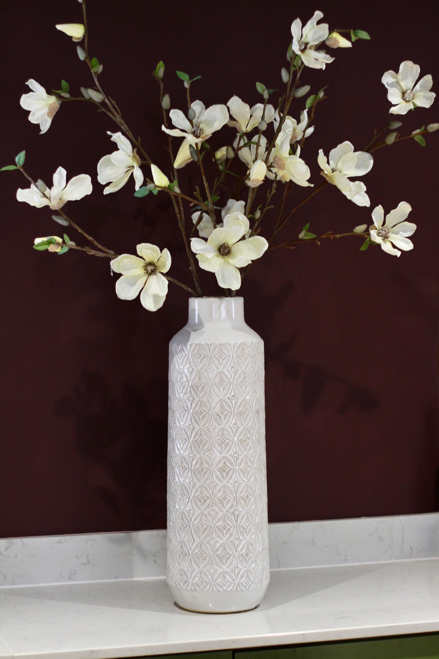 White Carved Ceramic Vase | Small & Large