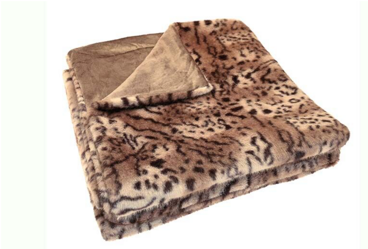 Leopard Faux Fur Throw
