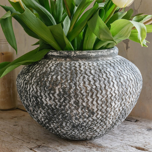 Stone Textured Squat Vase