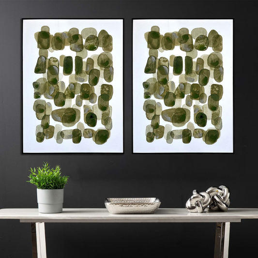 Green Framed Abstract Pattern Canvas