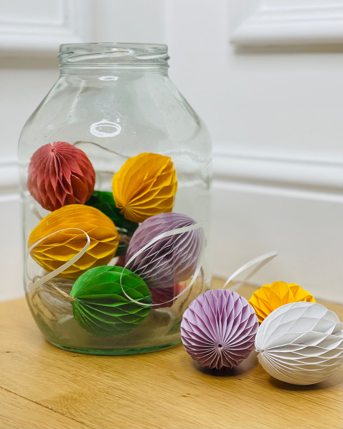 Pink Hanging Paper Easter Eggs - Set Of 4