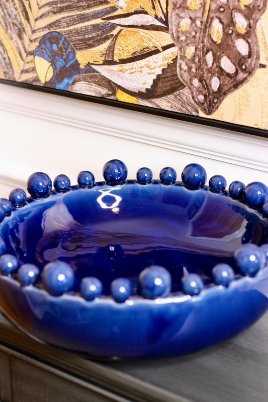 Blue Bowl With Bobbled Edge