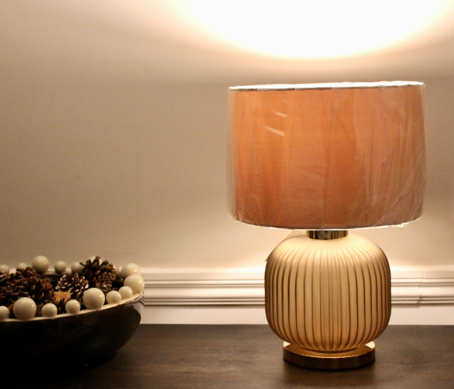 Brown Luxe Table Lamp With Champagne Shade