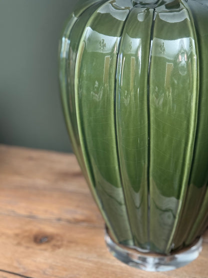 Astrid Green Table Lamp styled view – Leya Buster Interiors