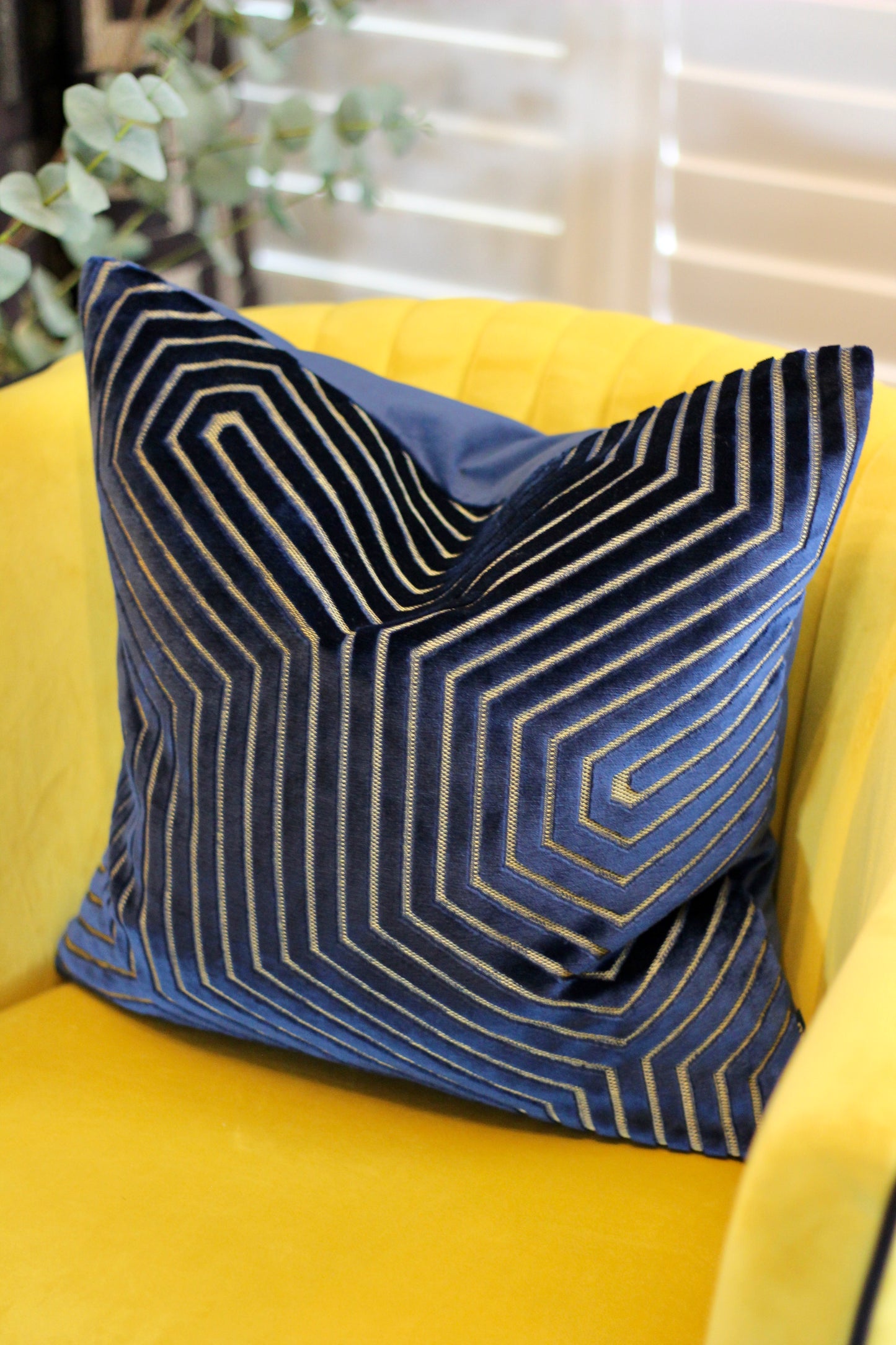 Shimmer Velvet Cushion - Navy