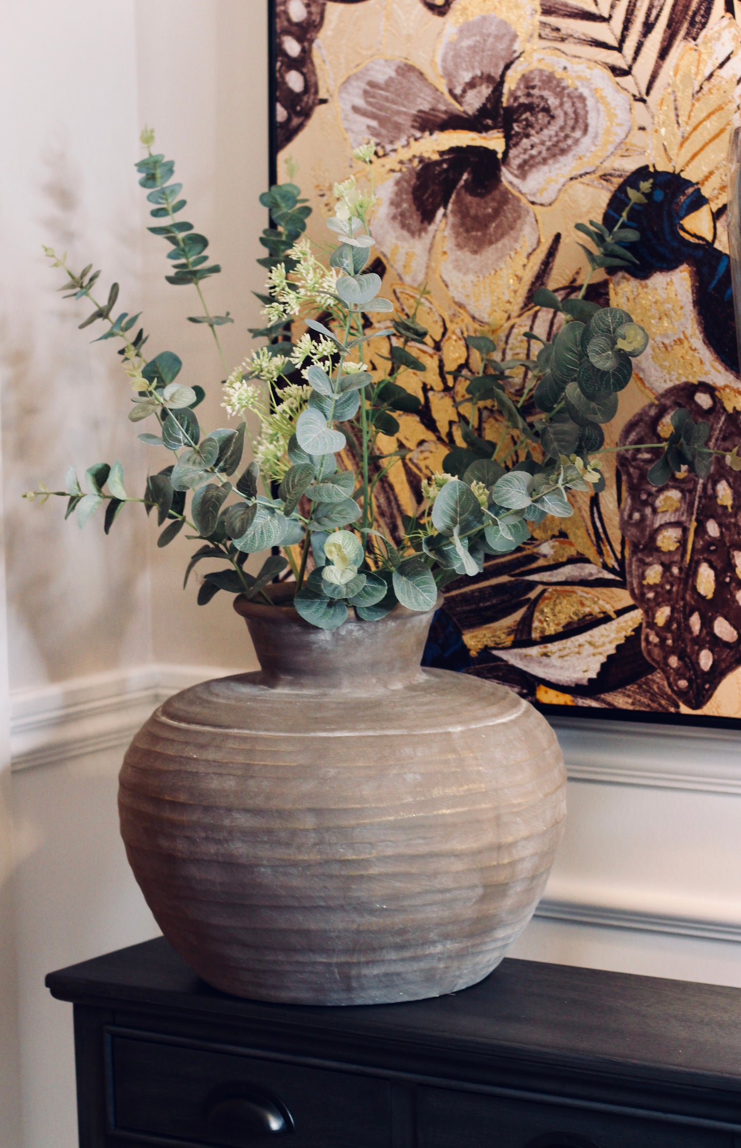Charcoal vase stone terracotta vase grey brow neutral 