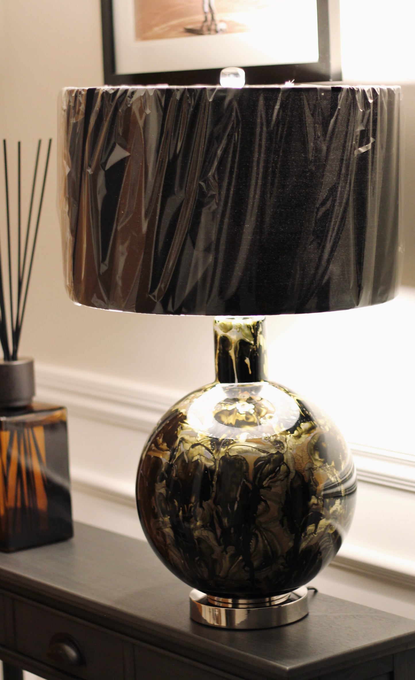 Black & Gold Marble Style Table Lamp