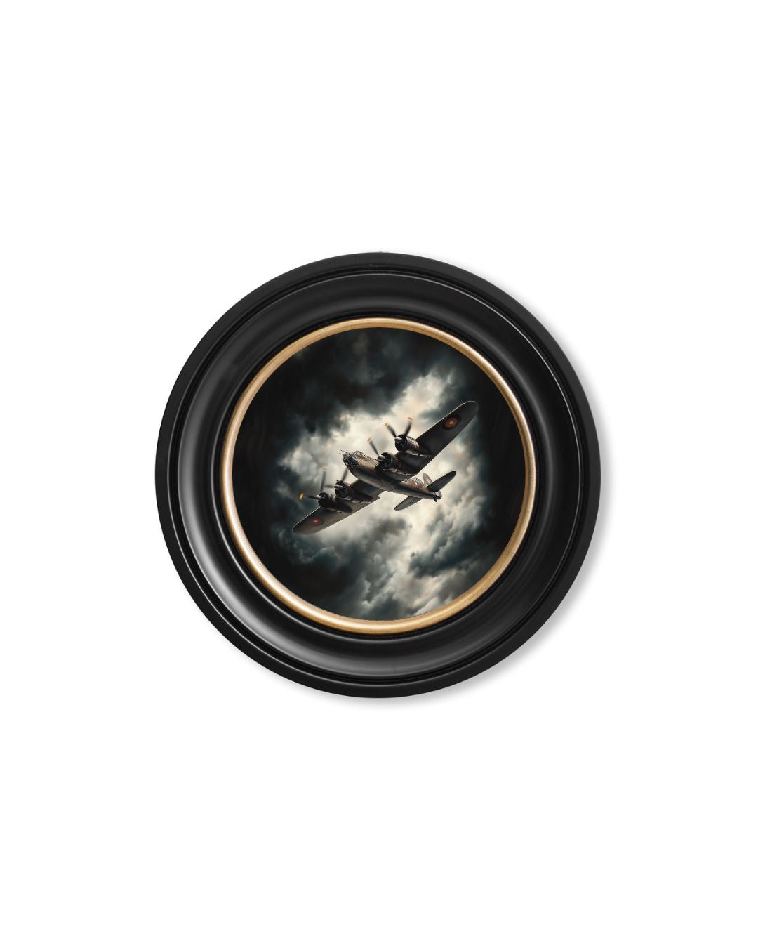 Fighter Jets Oxford Round Frame styled view – Leya Buster Interiors