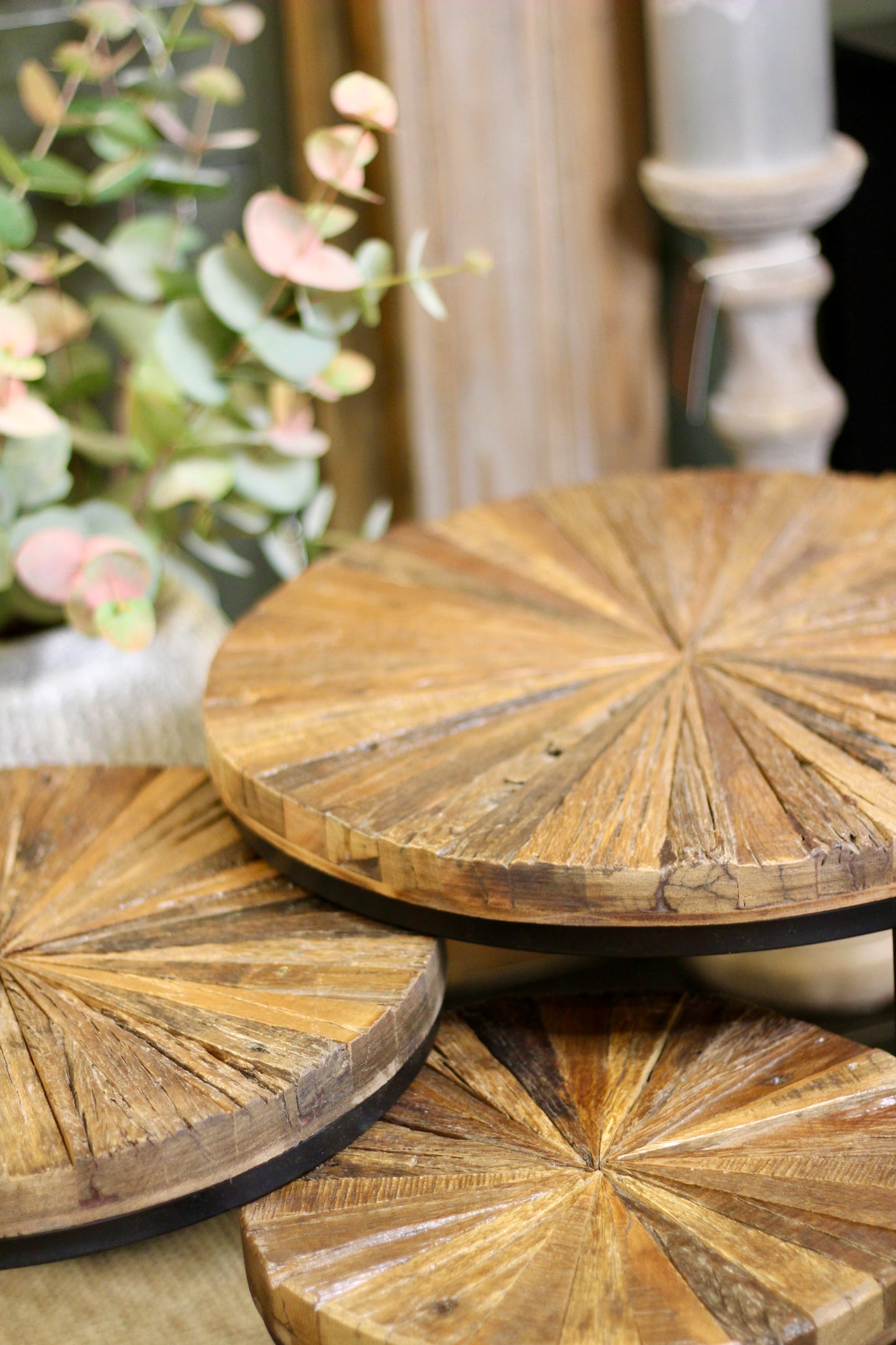 Natural Wood Nest Of 3 Tables