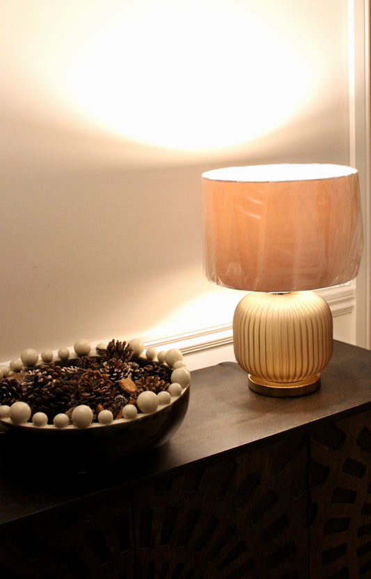 Brown Luxe Table Lamp With Champagne Shade