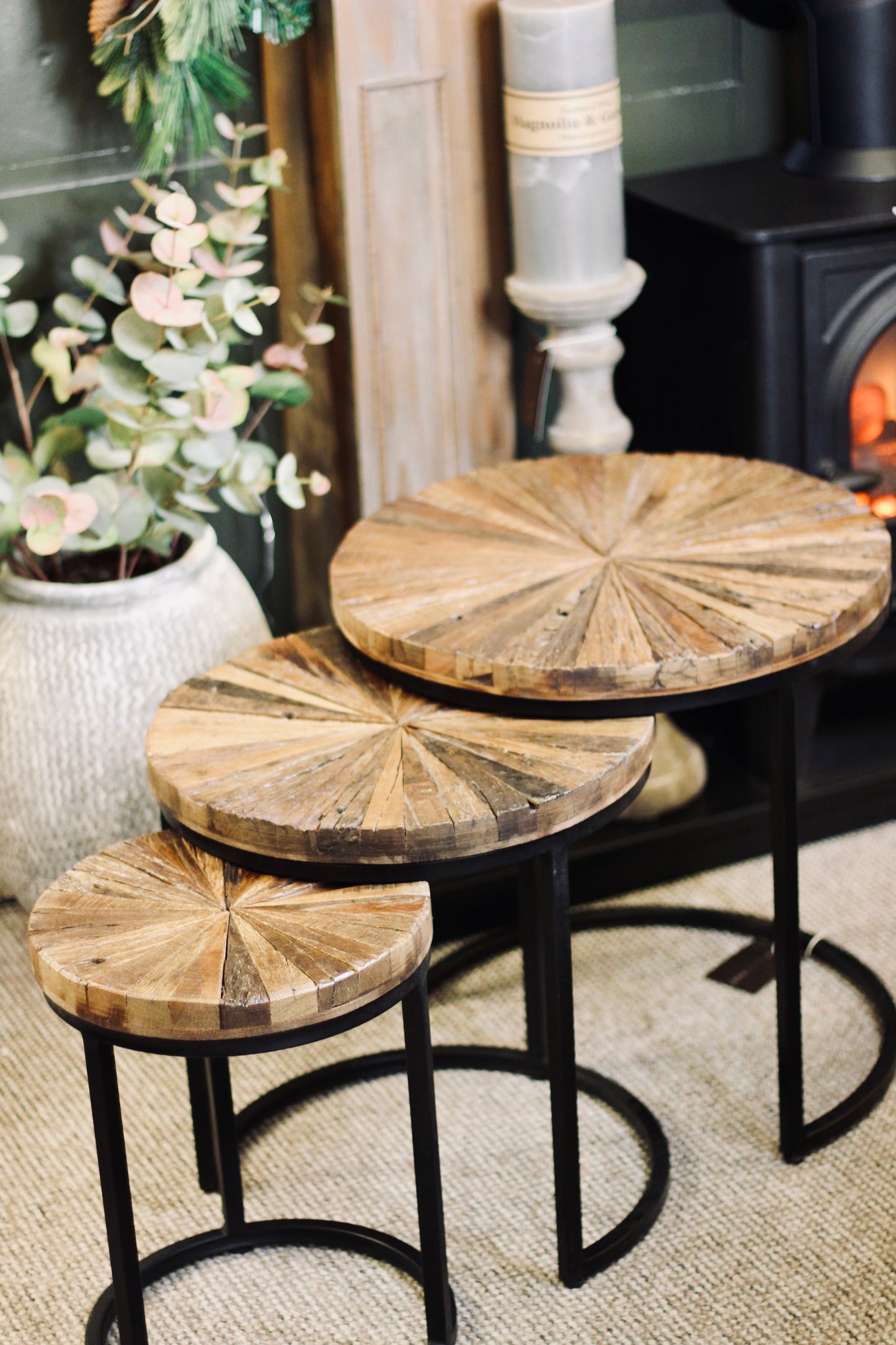 Natural Wood Nest Of 3 Tables