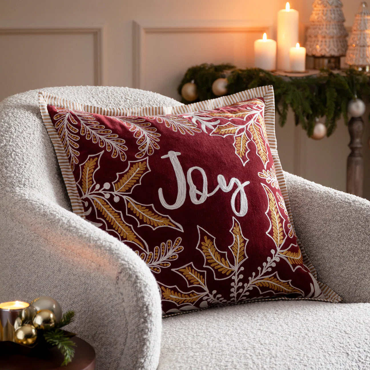 Joy Embroidered Cushion