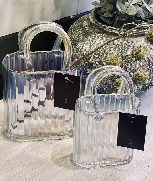 Glass Handbag Vase - Iridescent