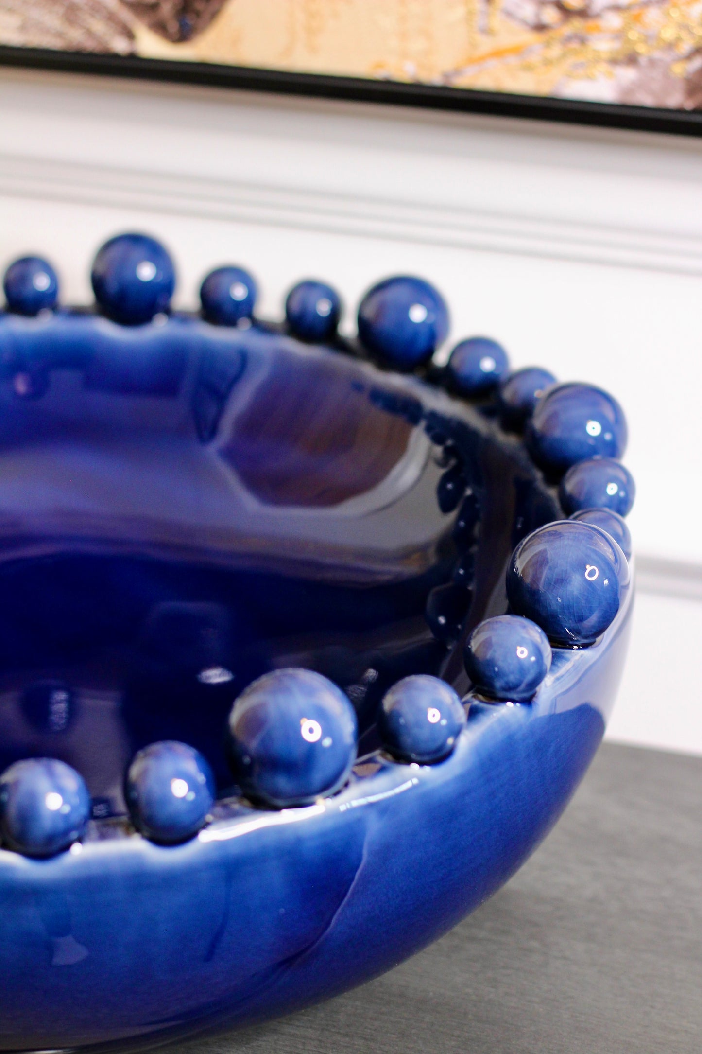 Blue Bowl With Bobbled Edge