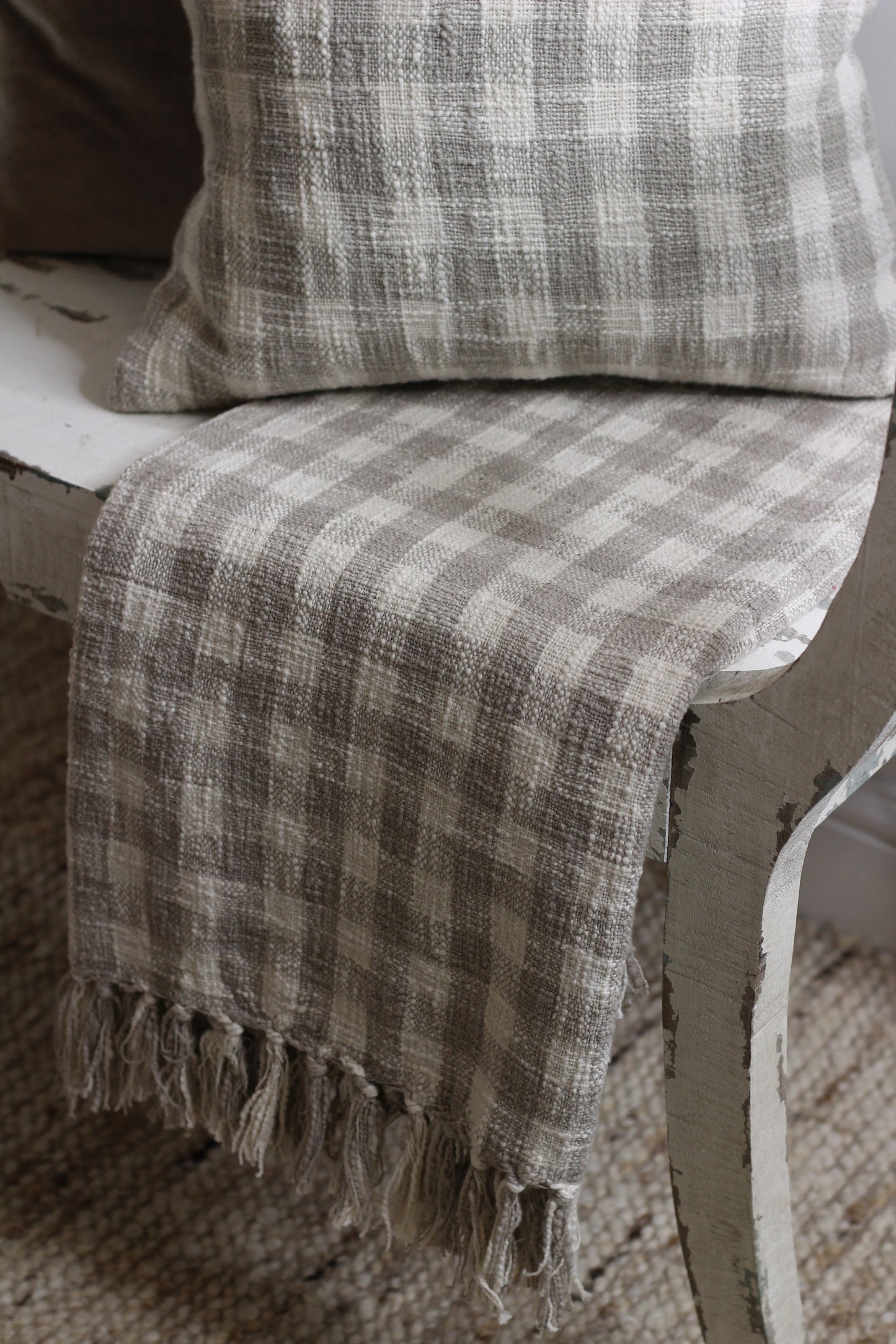 Gingham Throw Natural