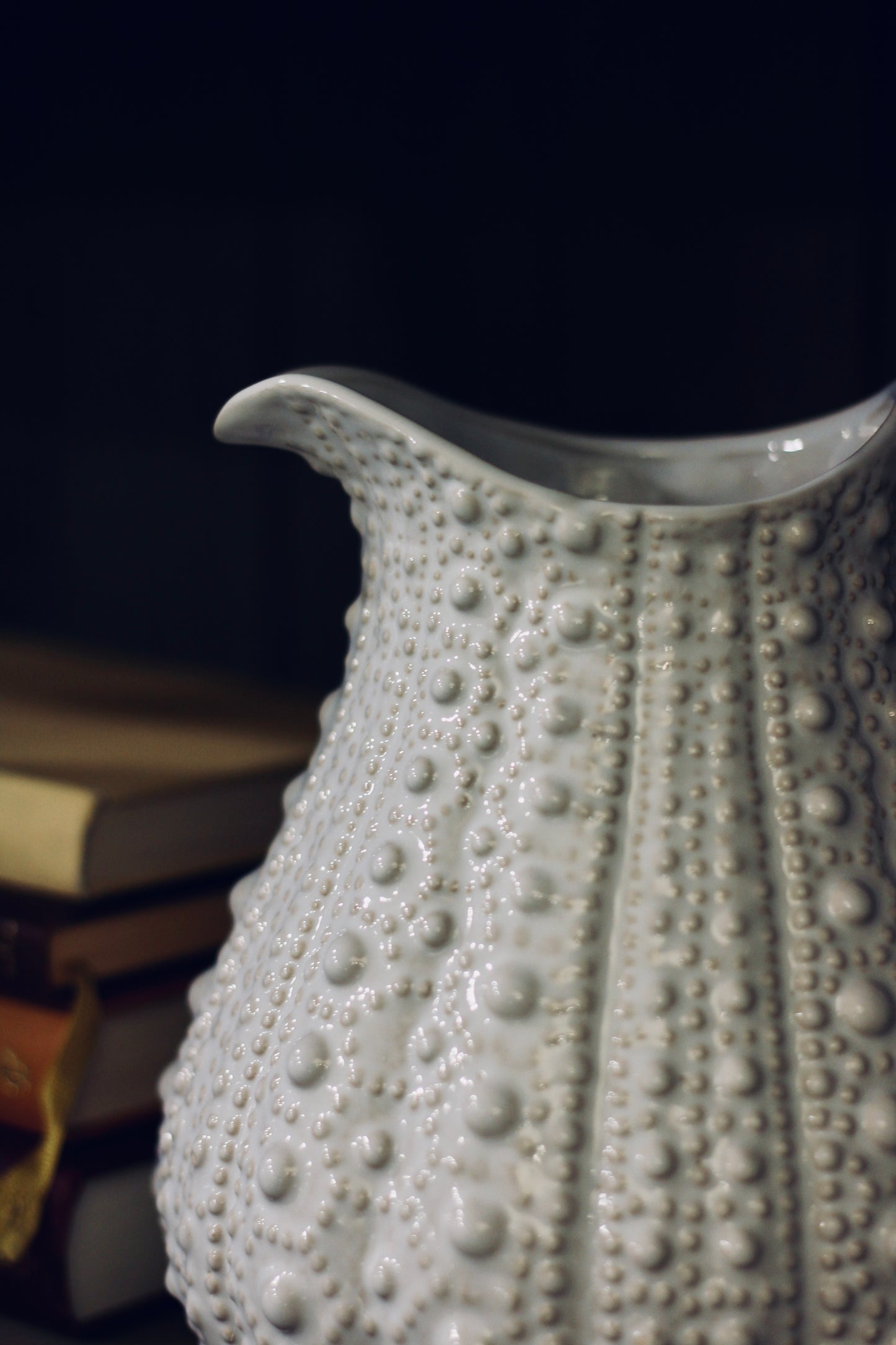 White Ceramic Urchin Pattern Jug