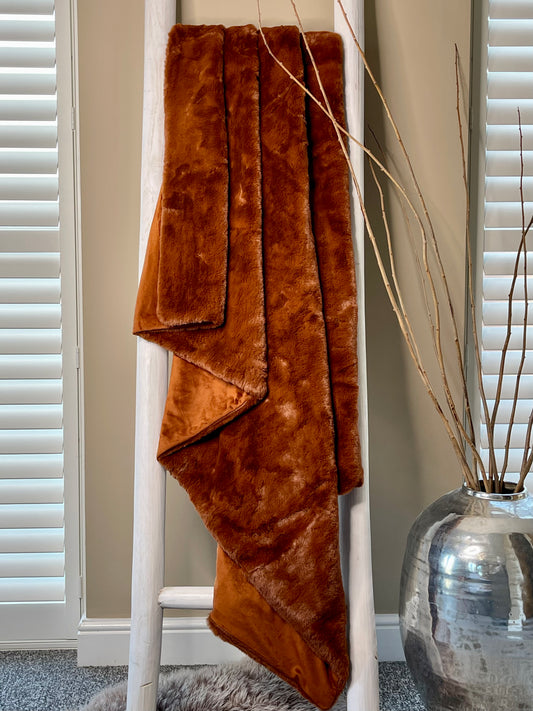 Luxe Faux Fur Throw - Spice