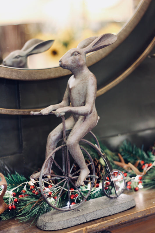 Rabbit Riding A Penny Farthing Ornament
