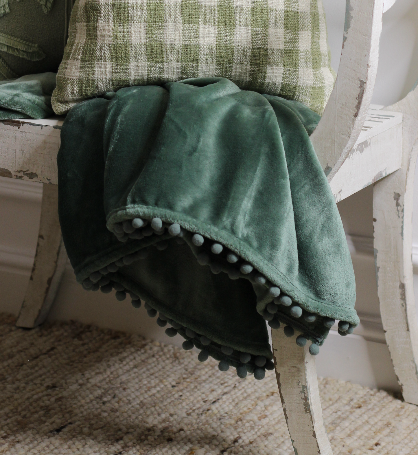 Moss Green Cashmere Touch Throw