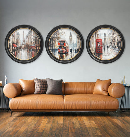Paris Eiffel Tower – Oxford Round Frame styled view – Leya Buster Interiors