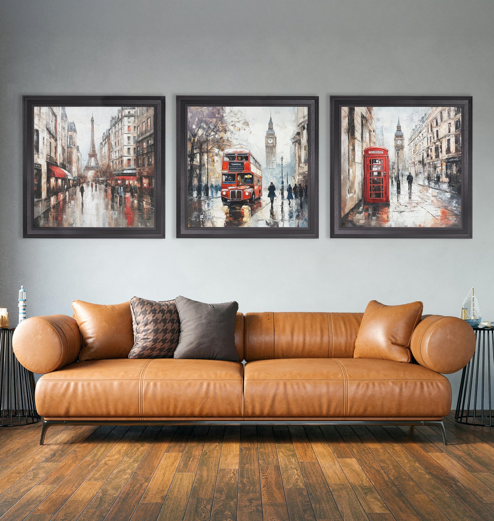 London Telephone Box – Black Hurstwood Square Frame styled view – Leya Buster Interiors