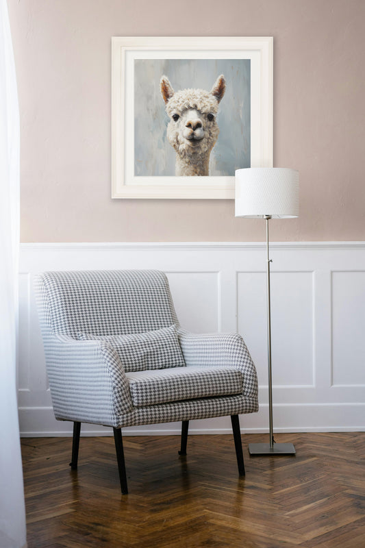 The Goofy Alpaca – Cream Hurstwood Square Frame – framed wall art at Leya Buster Interiors