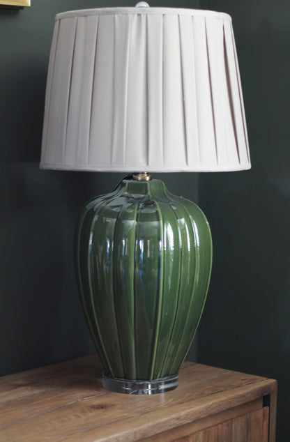 Astrid Green Table Lamp styled view – Leya Buster Interiors