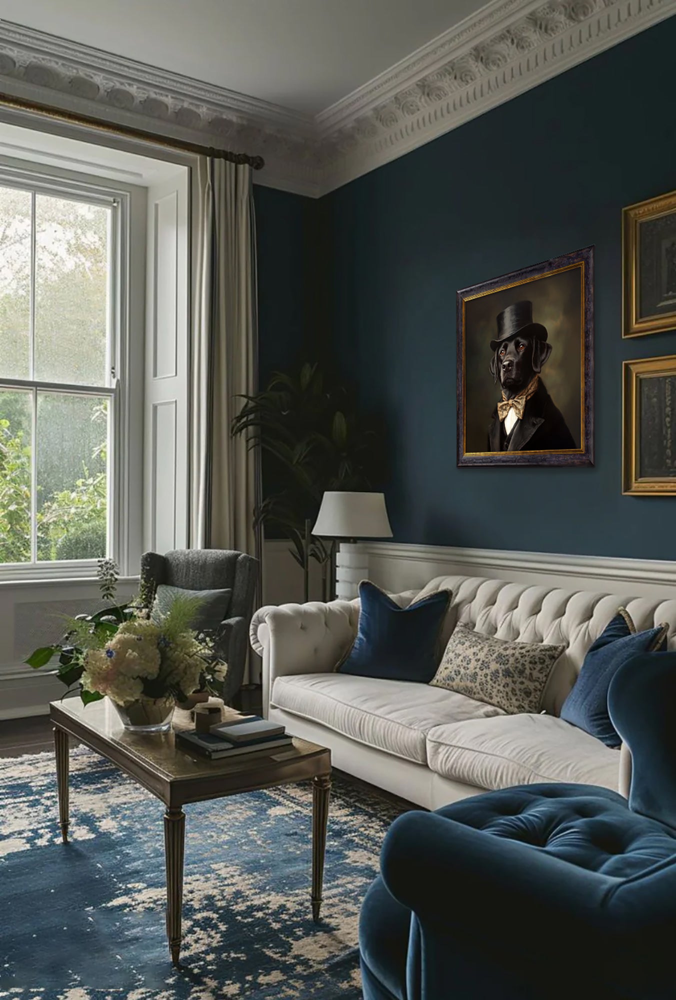 Lord Wagsalot – Gentleman Black Labrador Oxford Square Frame – fine home fragrance at Leya Buster Interiors
