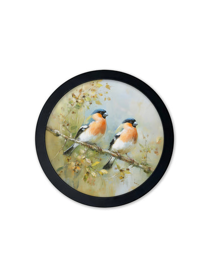 Garden Birds – 30cm Black Round Box Frame styled view – Leya Buster Interiors