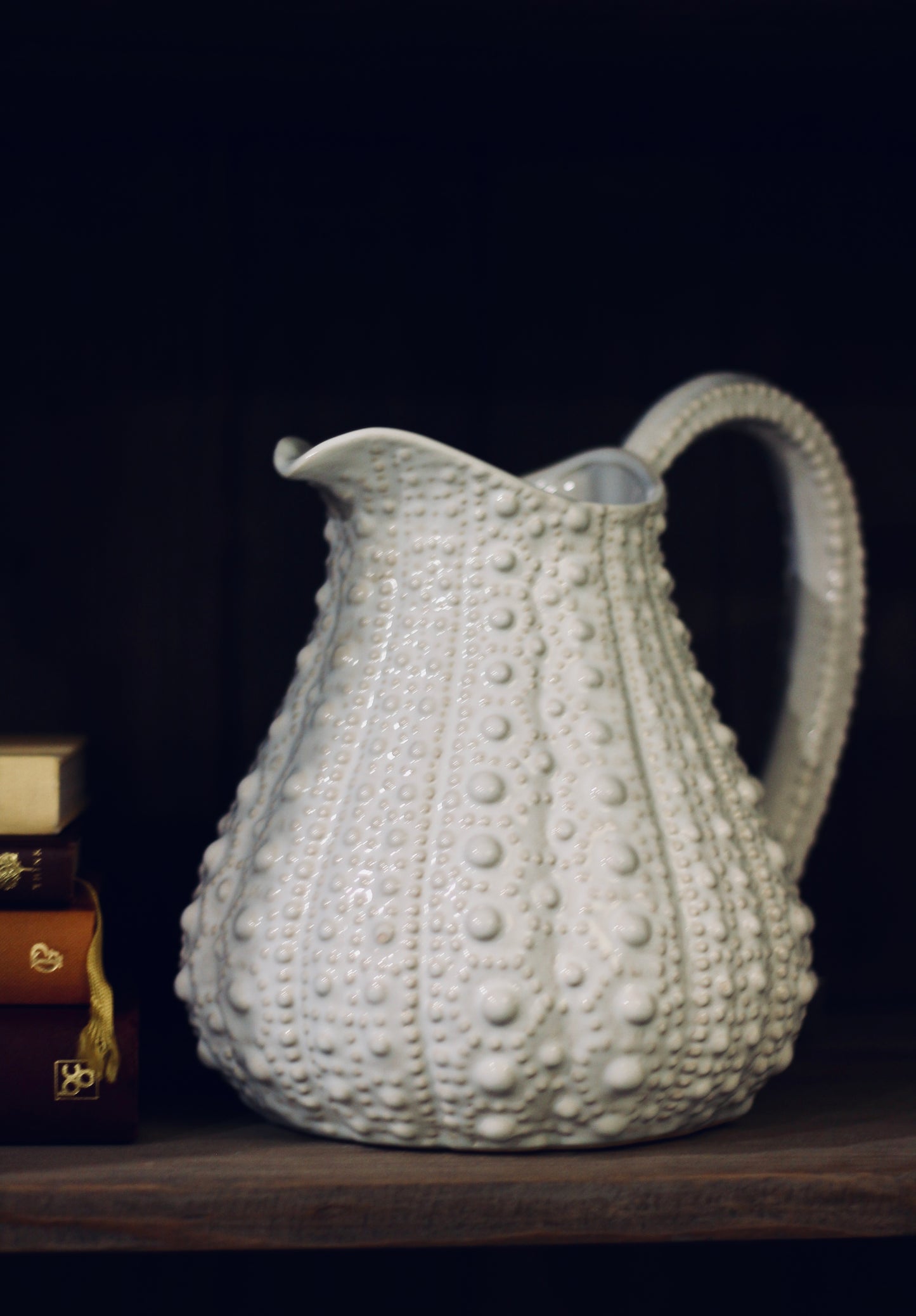 White Ceramic Urchin Pattern Jug