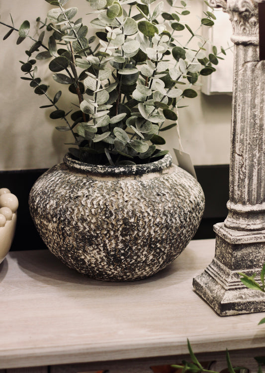 Stone Textured Squat Vase