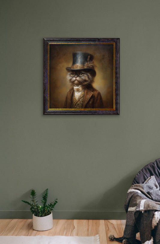 Sir Fluffington - Gentleman Persian Cat Oxford Square Frame