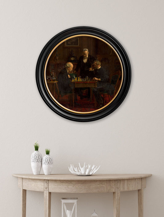c.1876 The Chess Players – Thomas Eakins – Round Frame – framed wall art at Leya Buster Interiors