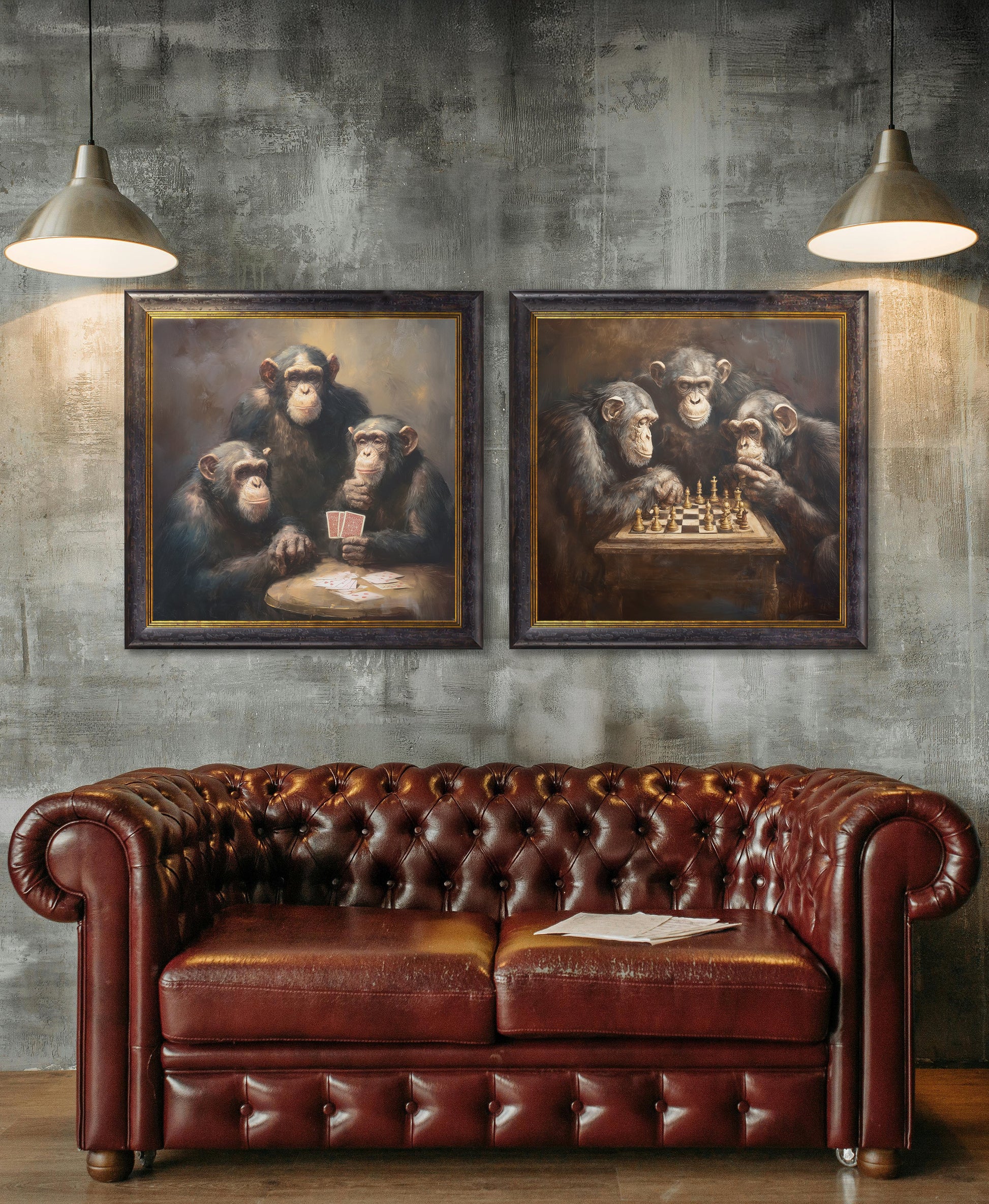 The Card – Playing Chimps – Oxford Square Frame styled view – Leya Buster Interiors