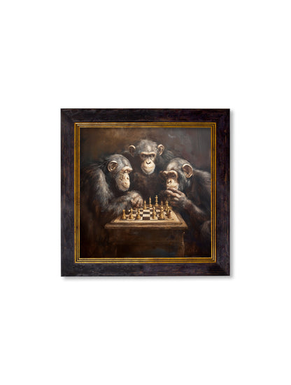 The Chess – Playing Chimps – Oxford Square Frame styled view – Leya Buster Interiors