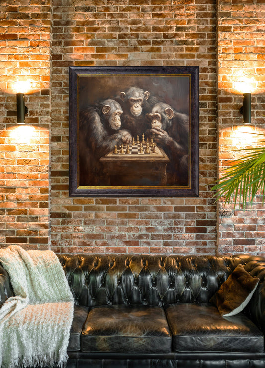 The Chess-Playing Chimps - Oxford Square Frame