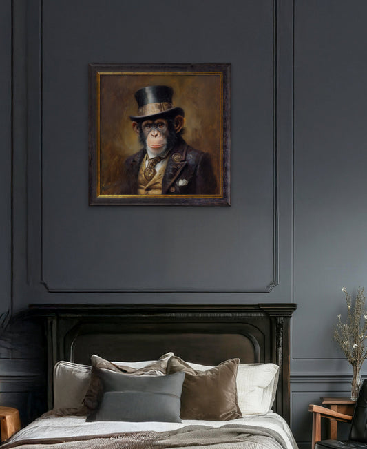 Sir Bananington - Gentleman Chimpanzee Oxford Square Frame