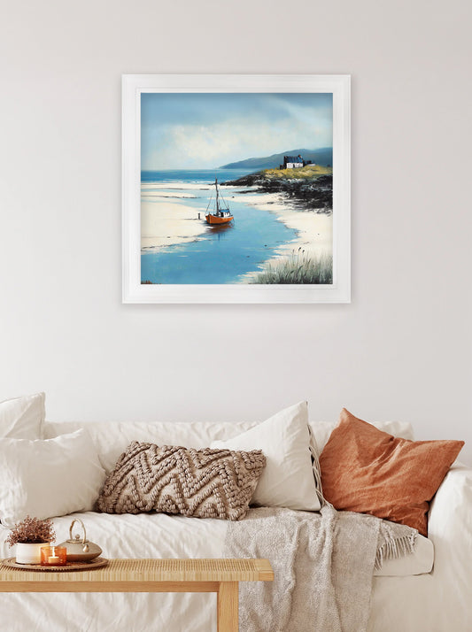 The Coastal Boat - White Hurstwood Square Frame