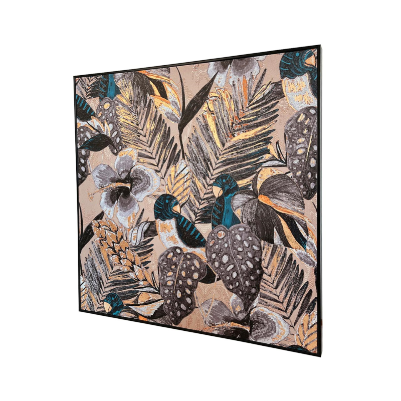 Framed Palms & Birds Canvas