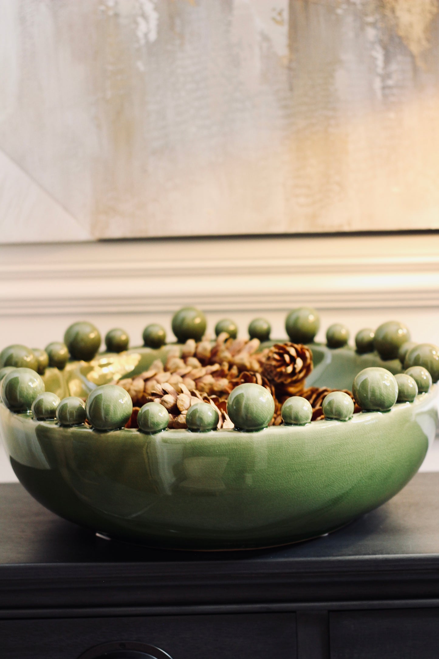 Green Bowl With Bobbled Edge