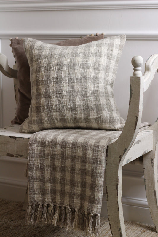 Gingham Cushion Natural