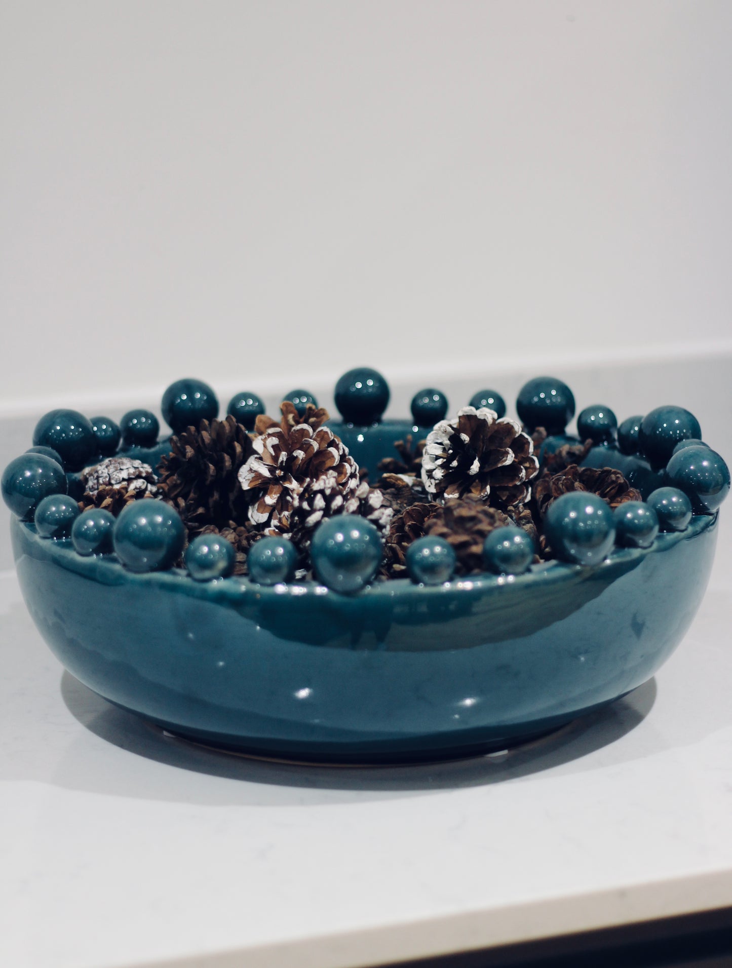 Teal Bowl With Bobbled Edge