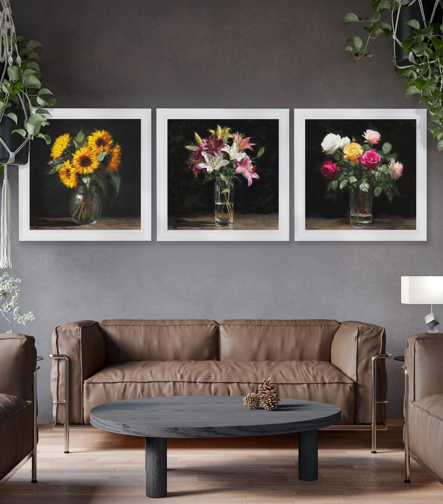 Lilies After Dark - White Hurstwood Square Frame