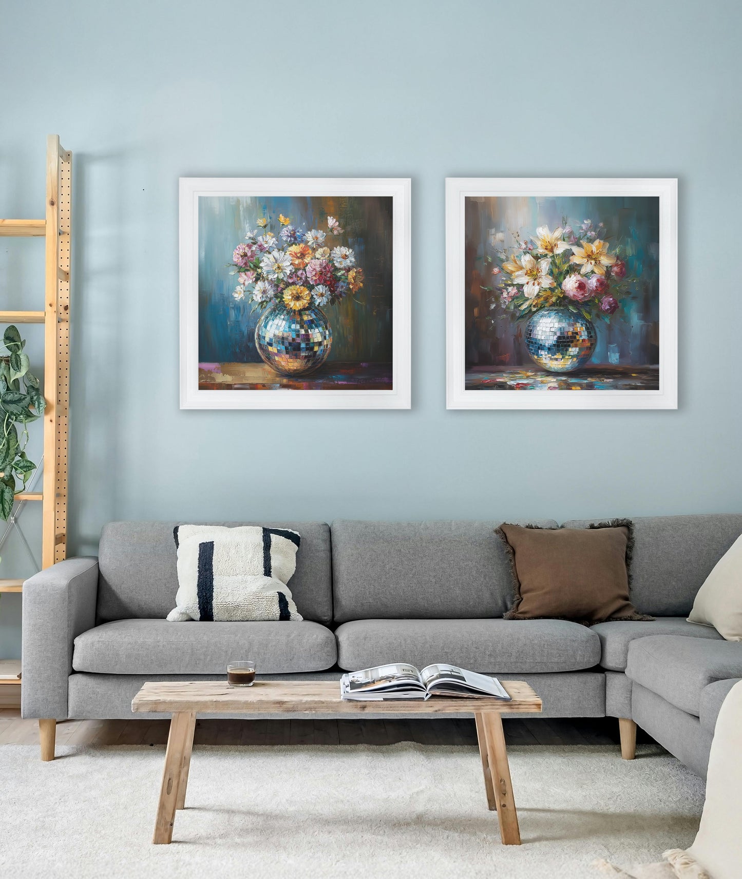 Disco Wildflowers - White Hurstwood Square Frame