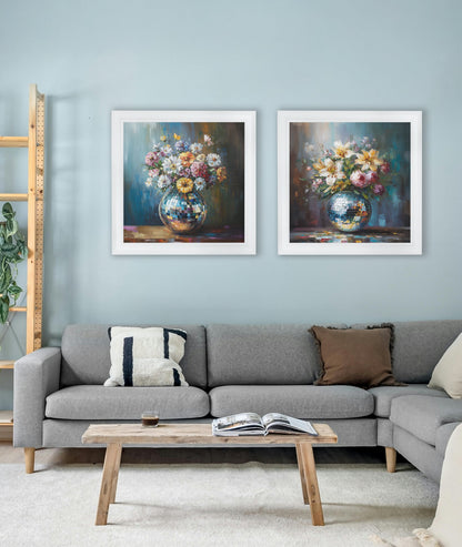 Disco Wildflowers – White Hurstwood Square Frame styled view – Leya Buster Interiors
