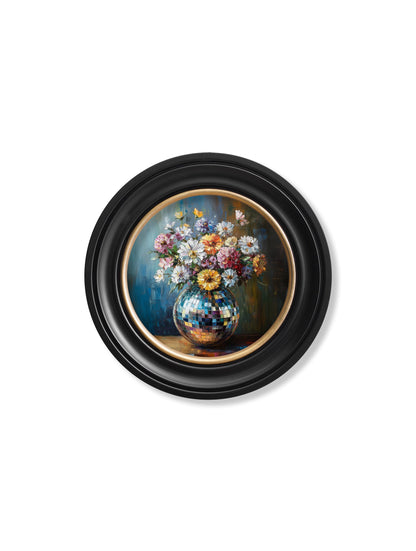 Disco Wildflowers – Oxford Round Frame styled view – Leya Buster Interiors